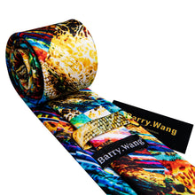Load image into Gallery viewer, Men Tie Necktie Gravat Handkerchief Cufflinks Set Silk Ties Print Suit Party Business for Men Fashion Paisley Novelty Adult Gold