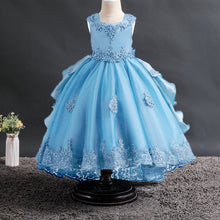 Load image into Gallery viewer, Gray Flower Girl Dresses for Weddings It's Yiiya B086 Square Collar Appliques Princess Ball Gowns Big Bow Communion Dress