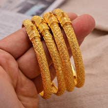 Load image into Gallery viewer, 24K Bangles 4Pcs/Set Bracelet Ethiopian Gold Color Bangles For Women Bijoux Femme African Middle East Dubai Halloween Jewelry