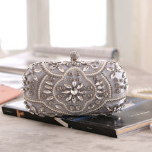 Load image into Gallery viewer, Women's Evening Clutch Bag Party Purse Luxury Wedding Clutch For Bridal Exquisite Crystal Ladies Handbag Apricot Silver Wallet
