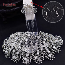 Load image into Gallery viewer, YouLaPan HP240 Golden Bride Hair Accessories Crystal Wedding Hair Jewelry Fascinator for Wedding Rhinestone Wedding Tiara