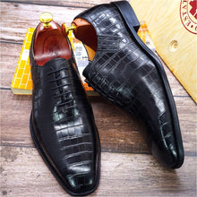 Load image into Gallery viewer, Big Size 6-13 Handmade Mens Oxford Shoes Genuine Leather Crocodile Print Men's Dress Shoes Classic Business Formal Shoes for Men