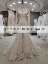 Load image into Gallery viewer, #4055 2 piece in 1 BOHO bohemian long sleeve destination Wedding Dress pre wedding shoot post Bride Gown