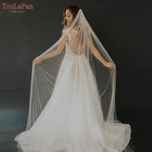 Load image into Gallery viewer, YouLaPan V05 Luxury Bridal Tulle Bridal Veil Pearl Wedding Veil with Hair Comb 1 Tier Long Wedding Veil Cathedral Wedding Veil