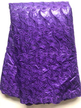 Load image into Gallery viewer, Bestway African Brocade Lace Fabric 5 Yards High Quality Rhinestone Eyelet Embroidery Guinea Perfumed Bazin Riche Lace Fabrics