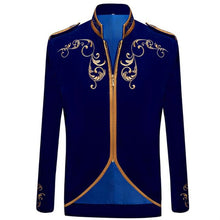 Load image into Gallery viewer, Men's suit white casaco masculino black red palace lace stitching prince gold embroidery  jacket singer performance clothing