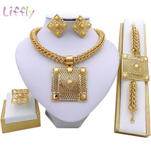 Load image into Gallery viewer, Liffly Dubai Gold Jewelry Sets for Women Big Necklace African Beads Jewelry Set Nigerian Bridal Wedding Costume Jewelry