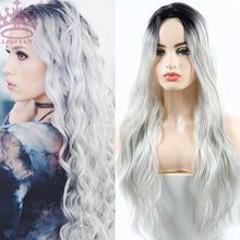Load image into Gallery viewer, AZQUEEN Synthetic Wig for Women Long Pink Wigs Water Wave Heat Resistant Middle Part Natural Hair Wig Cosplay Wigs