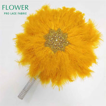 Load image into Gallery viewer, Royal Blue Party Decoration Fans African Feathers Fan Foldable Hand Fan Palace Decorative Fan Wedding Dance Props Feather Fan