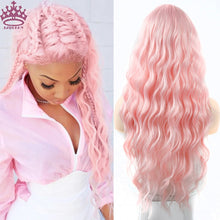 Load image into Gallery viewer, AZQUEEN Synthetic Wig for Women Long Pink Wigs Water Wave Heat Resistant Middle Part Natural Hair Wig Cosplay Wigs