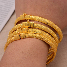 Load image into Gallery viewer, 24K Bangles 4Pcs/Set Bracelet Ethiopian Gold Color Bangles For Women Bijoux Femme African Middle East Dubai Halloween Jewelry