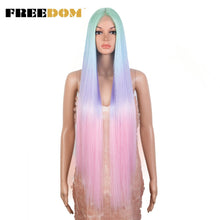 Load image into Gallery viewer, FREEDOM Synthetic Lace Front Wigs For Women Super Long 38Inch Ombre Blonde Highlight Ginger Straight Lace Wigs Cosplay Wigs