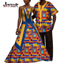 Load image into Gallery viewer, African Couple Outfits Dashiki Men Shrits and Lady's Maxi Dress with Patchwork Sequins Ankara Fashion Lovers Clothes for Wedding