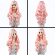Load image into Gallery viewer, AZQUEEN Synthetic Wig for Women Long Pink Wigs Water Wave Heat Resistant Middle Part Natural Hair Wig Cosplay Wigs