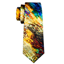 Load image into Gallery viewer, Men Tie Necktie Gravat Handkerchief Cufflinks Set Silk Ties Print Suit Party Business for Men Fashion Paisley Novelty Adult Gold