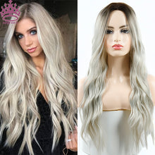 Load image into Gallery viewer, AZQUEEN Synthetic Wig for Women Long Pink Wigs Water Wave Heat Resistant Middle Part Natural Hair Wig Cosplay Wigs