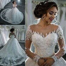 Load image into Gallery viewer, Vestidos De Noiva 2022 Elegant A-Line suknia slubna Wedding Dress Tulle Appliques Beaded Princess Lace Wedding Gowns trouwjurk