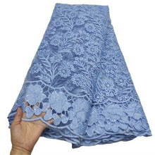 Load image into Gallery viewer, White French Sequin Tulle Lace Fabric 2021 Blue Hot Sale Nigerian Mesh Lace Fabric 5Yards African Lace Fabric For Wedding Party