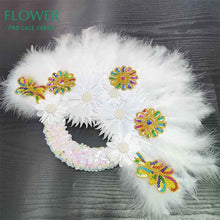 Load image into Gallery viewer, Royal Blue Party Decoration Fans African Feathers Fan Foldable Hand Fan Palace Decorative Fan Wedding Dance Props Feather Fan