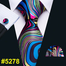 Load image into Gallery viewer, Men Tie Necktie Gravat Handkerchief Cufflinks Set Silk Ties Print Suit Party Business for Men Fashion Paisley Novelty Adult Gold