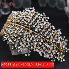 Load image into Gallery viewer, YouLaPan HP240 Golden Bride Hair Accessories Crystal Wedding Hair Jewelry Fascinator for Wedding Rhinestone Wedding Tiara