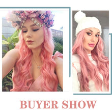 Load image into Gallery viewer, AZQUEEN Synthetic Wig for Women Long Pink Wigs Water Wave Heat Resistant Middle Part Natural Hair Wig Cosplay Wigs