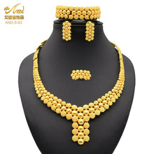 Load image into Gallery viewer, Nigerian Wedding Jewelry Set Gold Plated Dubai African Chokers Necklace Earrings Rings Fashion Bridal Jewellery Sets For Women