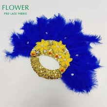 Load image into Gallery viewer, Royal Blue Party Decoration Fans African Feathers Fan Foldable Hand Fan Palace Decorative Fan Wedding Dance Props Feather Fan