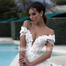 Load image into Gallery viewer, Traugel Off The Shoulder A Line Lace Wedding Dresses Elegant Appliques Lace Up Bride Dress Cathedral Train Bridal Gown Plus Size