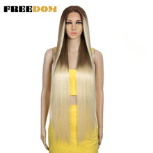 Load image into Gallery viewer, FREEDOM Synthetic Lace Front Wigs For Women Super Long 38Inch Ombre Blonde Highlight Ginger Straight Lace Wigs Cosplay Wigs