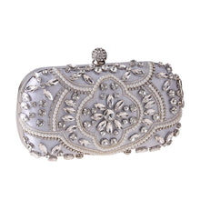 Load image into Gallery viewer, Women's Evening Clutch Bag Party Purse Luxury Wedding Clutch For Bridal Exquisite Crystal Ladies Handbag Apricot Silver Wallet