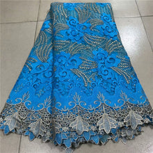 Load image into Gallery viewer, White French Sequin Tulle Lace Fabric 2021 Blue Hot Sale Nigerian Mesh Lace Fabric 5Yards African Lace Fabric For Wedding Party