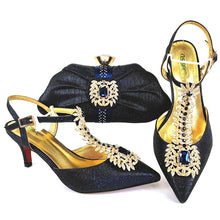 Load image into Gallery viewer, QSGFC Lastest Noble and Elegangt Fashionable Special Style Ladies Shoes and Bag Set in Green Color for Party and Wedding