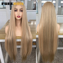 Load image into Gallery viewer, FREEDOM Synthetic Lace Front Wigs For Women Super Long 38Inch Ombre Blonde Highlight Ginger Straight Lace Wigs Cosplay Wigs