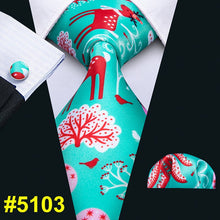 Load image into Gallery viewer, Men Tie Necktie Gravat Handkerchief Cufflinks Set Silk Ties Print Suit Party Business for Men Fashion Paisley Novelty Adult Gold