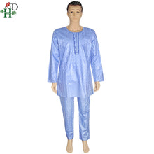 Load image into Gallery viewer, H&amp;D South African Traditional Wear Formal Attire Bazin Riche Dashiki Outfits Shirt Pants Robe Suit No Cap African Men Agbada