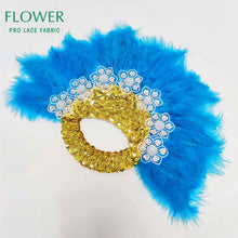 Load image into Gallery viewer, Royal Blue Party Decoration Fans African Feathers Fan Foldable Hand Fan Palace Decorative Fan Wedding Dance Props Feather Fan