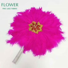 Load image into Gallery viewer, Royal Blue Party Decoration Fans African Feathers Fan Foldable Hand Fan Palace Decorative Fan Wedding Dance Props Feather Fan