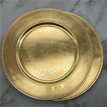 Load image into Gallery viewer, 13 Inch Wholesale Dinner Gold Plastic Beaded Charger Plates Elegent Pearl Dish Wedding Christmas Salver Decorative Salad