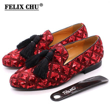 Load image into Gallery viewer, Mens Tassel Loafers Sequin Casual Shoes British Style Gentleman Wedding Dress Shoes Breathable Party Dinner Formal Shoes for Men