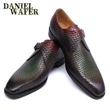 Load image into Gallery viewer, Luxury Men Loafers Shoes Slip on Monk Strap Mix Color Black Men Casual Shoes Dress Office Business Wedding Genuine Leather Shoes