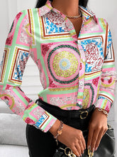 Load image into Gallery viewer, Printed Shirt Women 2022 autumn Elegant Office Ladies Blouse Clothes Fashion Lapel Long Sleeve Buttons Casual Tops For Woman