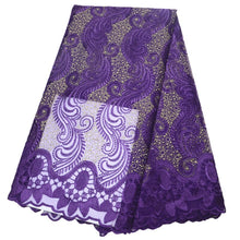 Load image into Gallery viewer, african lace fabric 2021 high quality lace nigerian lace fabric for women dress african tulle lace with stones 5yards per piece