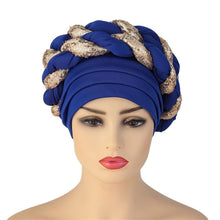 Load image into Gallery viewer, Latest African Auto Geles Headtie Already Made Headties Shinning Sequins Turban Cap for Women Ready Female Head Wraps