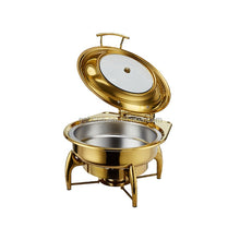 Load image into Gallery viewer, Gold Chaffing Dishes Glass Top Royal Food Warmer Commercial Buffet chaffing dish luxury for Hotel