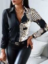 Load image into Gallery viewer, Printed Shirt Women 2022 autumn Elegant Office Ladies Blouse Clothes Fashion Lapel Long Sleeve Buttons Casual Tops For Woman