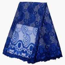 Load image into Gallery viewer, african lace fabric 2021 high quality lace nigerian lace fabric for women dress african tulle lace with stones 5yards per piece