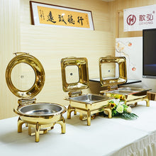 Load image into Gallery viewer, Gold Chaffing Dishes Glass Top Royal Food Warmer Commercial Buffet chaffing dish luxury for Hotel