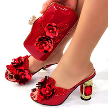 Load image into Gallery viewer, Classic Gold Color Pointed Wine Glass Heel Design Ladies Shoes Dual-Use Ladies Bags Wedding Party Shoes Bag