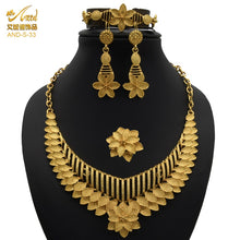 Load image into Gallery viewer, Nigerian Wedding Jewelry Set Gold Plated Dubai African Chokers Necklace Earrings Rings Fashion Bridal Jewellery Sets For Women